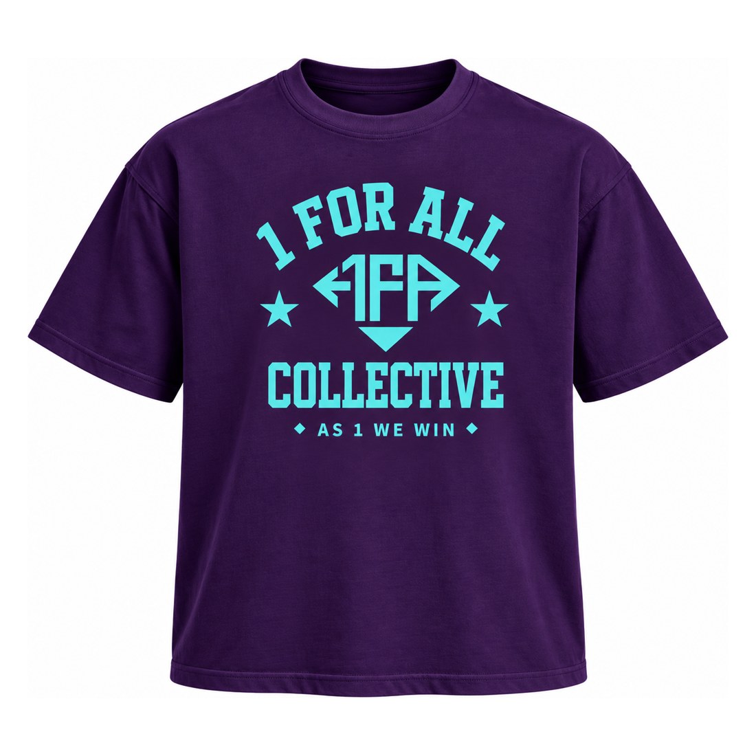 1FA Oversized Tee front, 1 For All Collective arch print